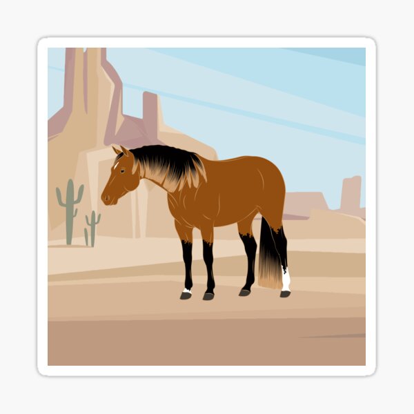 Aperçu de l'œuvre Quarter Horse, cheval isabelle avec paysage, cheval de selle, races de chevaux des États unis créée et vendue par WebEquitation®.