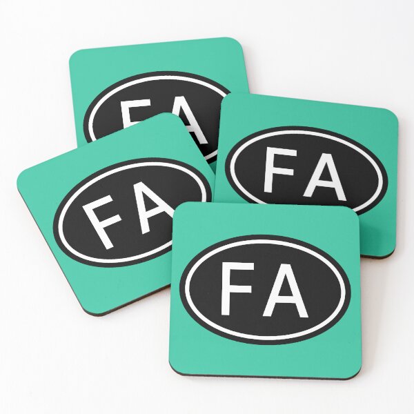 Item preview, FA Initials Monogram Oval White Letters designed and sold by Jeallan Designs.