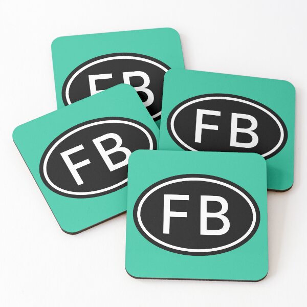 Item preview, FB Initials Monogram Oval White Letters designed and sold by Jeallan Designs.