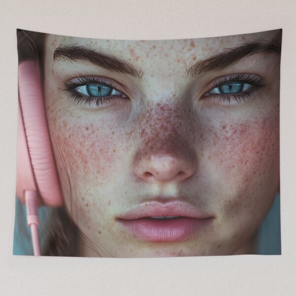 Item preview, Young woman with headphones designed and sold by anytka.