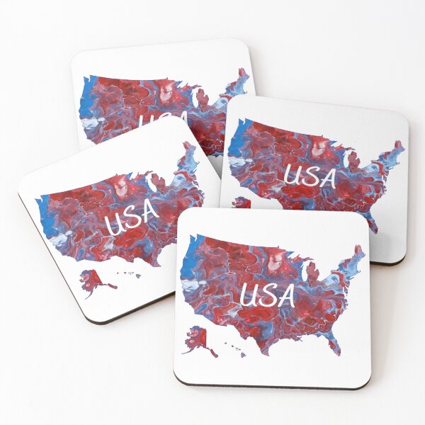 Item preview, USA on Map - Patriotic - Flow Art / Pour Painting - jdp-04-0023 designed and sold by ANomadDesigns.