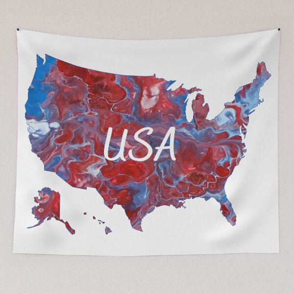 Item preview, USA on Map - Patriotic - Flow Art / Pour Painting - jdp-04-0023 designed and sold by ANomadDesigns.