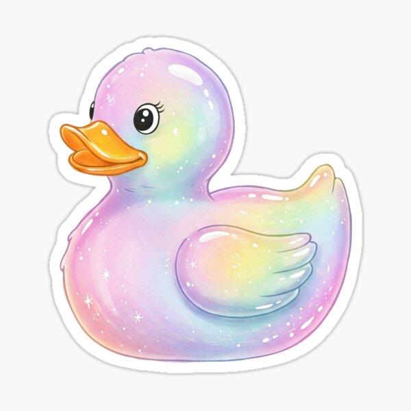 Item preview, pastel rainbow bubble rubber duck with eyelashes designed and sold by forever whimsy.