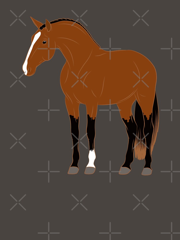 Aperçu 7 sur 7. T-shirt classique avec l'œuvre Cheval Alter Real, dessin cheval bai, cheval ibérique, races de chevaux du Portugal créée et vendue par WebEquitation.
