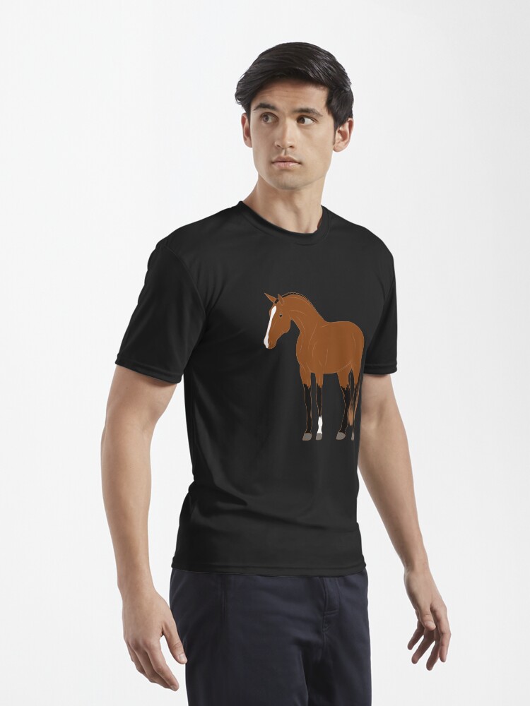 Aperçu 3 sur 7. T-shirt respirant avec l'œuvre Cheval Alter Real, dessin cheval bai, cheval ibérique, races de chevaux du Portugal créée et vendue par WebEquitation.