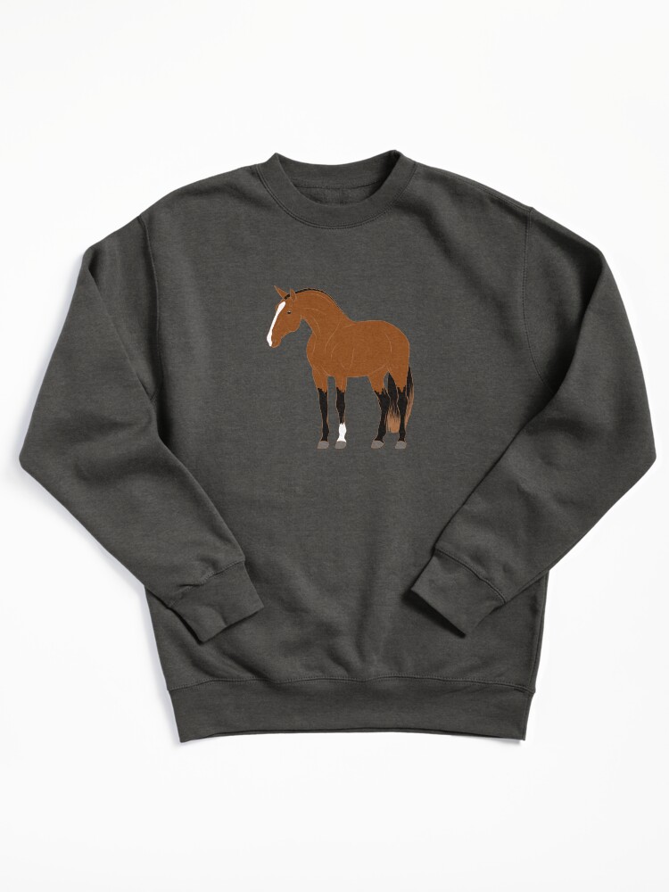 Aperçu 2 sur 7. Sweatshirt épais avec l'œuvre Cheval Alter Real, dessin cheval bai, cheval ibérique, races de chevaux du Portugal créée et vendue par WebEquitation.