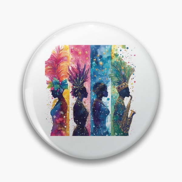 Item preview, Vibrant Mardi Gras Watercolor Art – Stunning Feathered Headdresses & Samba Energy designed and sold by AnnDesignStudio.