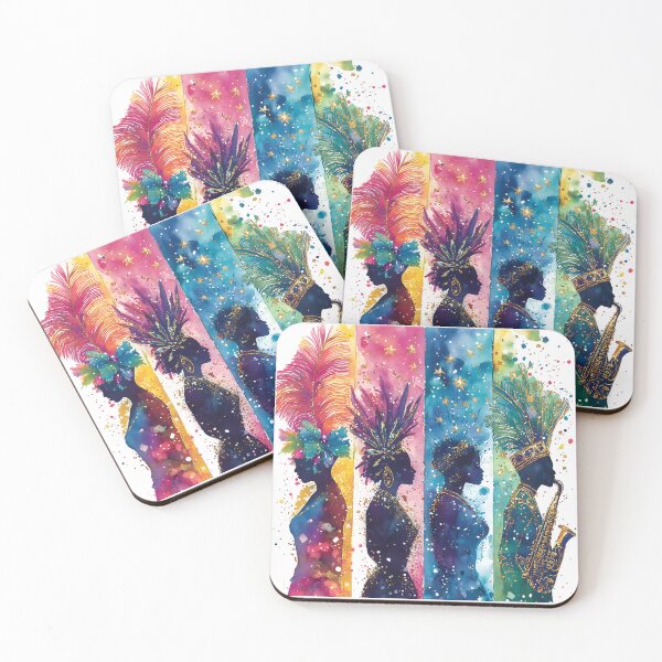 Item preview, Vibrant Mardi Gras Watercolor Art – Stunning Feathered Headdresses & Samba Energy designed and sold by AnnDesignStudio.