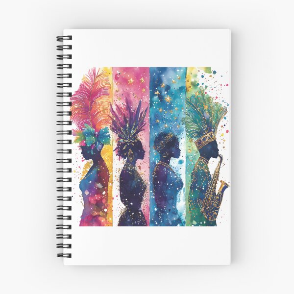 Item preview, Vibrant Mardi Gras Watercolor Art – Stunning Feathered Headdresses & Samba Energy designed and sold by AnnDesignStudio.