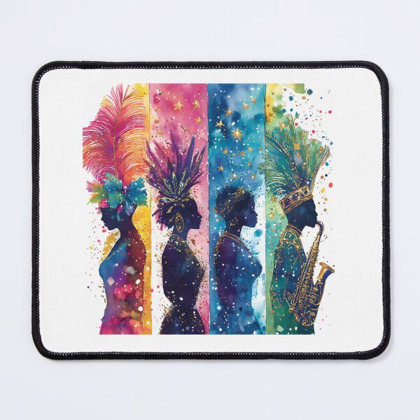 Item preview, Vibrant Mardi Gras Watercolor Art – Stunning Feathered Headdresses & Samba Energy designed and sold by AnnDesignStudio.