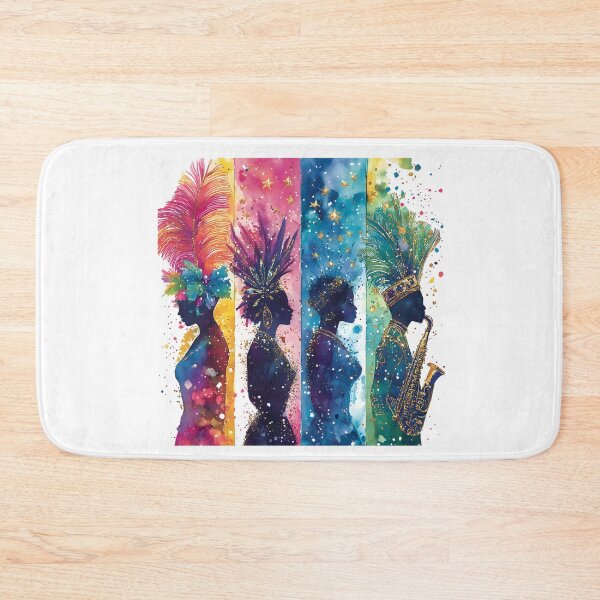 Item preview, Vibrant Mardi Gras Watercolor Art – Stunning Feathered Headdresses & Samba Energy designed and sold by AnnDesignStudio.
