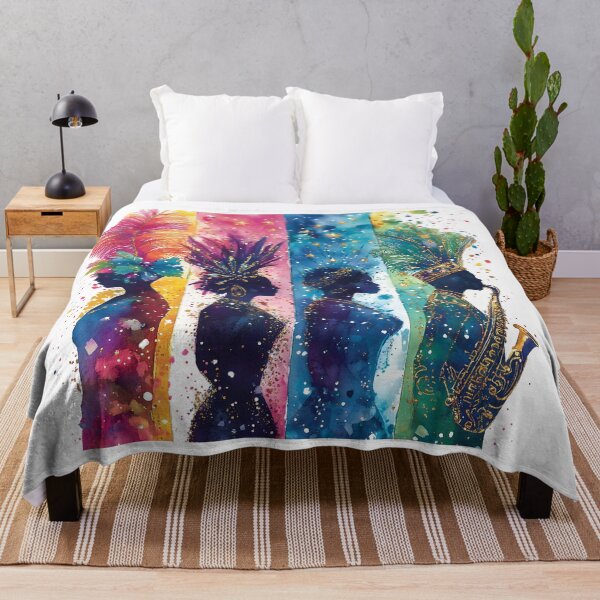 Item preview, Vibrant Mardi Gras Watercolor Art – Stunning Feathered Headdresses & Samba Energy designed and sold by AnnDesignStudio.