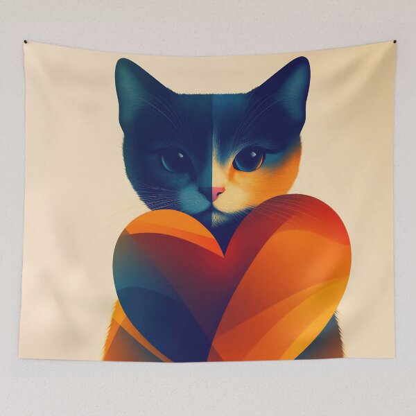 Item preview, Cat holding a heart illustration designed and sold by anytka.