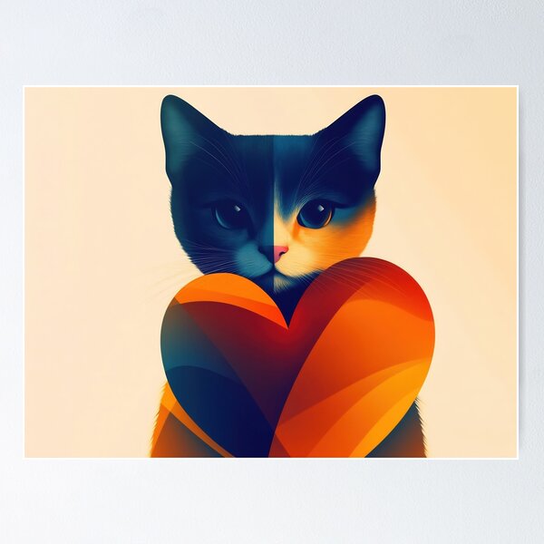 Item preview, Cat holding a heart illustration designed and sold by anytka.