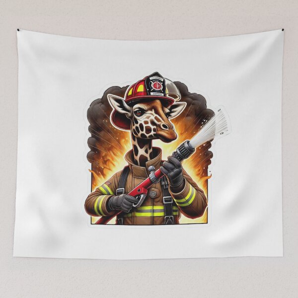 Item preview, Giraffe as a heroic firefighter  designed and sold by BrinaandPops.
