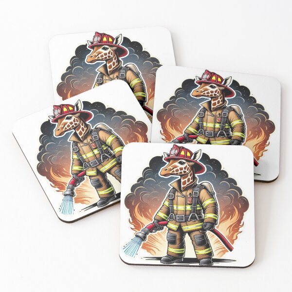 Item preview, Giraffe as a heroic firefighter  designed and sold by BrinaandPops.