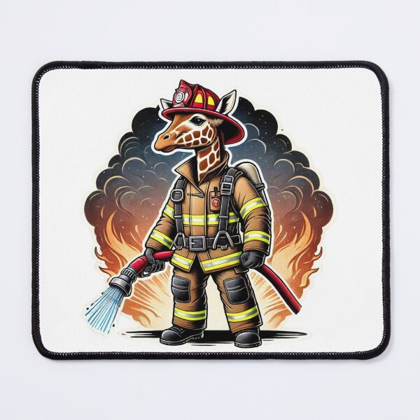 Item preview, Giraffe as a heroic firefighter designed and sold by BrinaandPops.