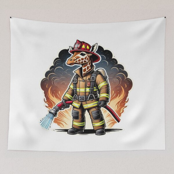 Item preview, Giraffe as a heroic firefighter  designed and sold by BrinaandPops.