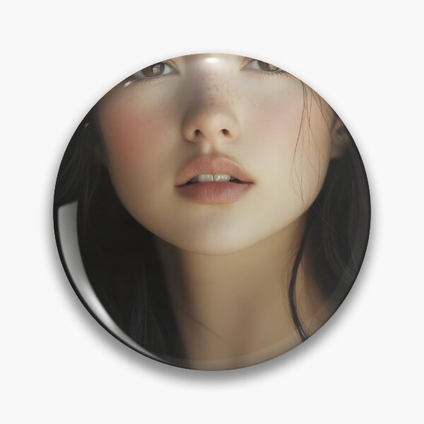 Item preview, A young woman with long, dark hair gazes at the camera with a serene expression, showcasing natural beauty and soft lighting. designed and sold by anytka.