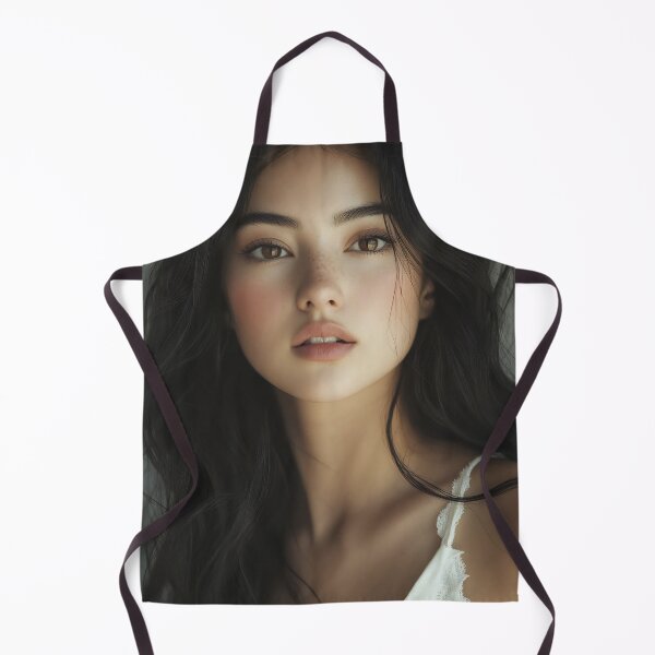 Item preview, A young woman with long, dark hair gazes at the camera with a serene expression, showcasing natural beauty and soft lighting. designed and sold by anytka.