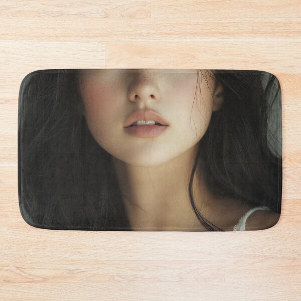 Item preview, A young woman with long, dark hair gazes at the camera with a serene expression, showcasing natural beauty and soft lighting. designed and sold by anytka.
