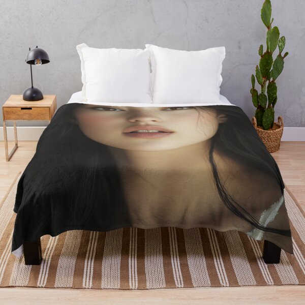 Item preview, A young woman with long, dark hair gazes at the camera with a serene expression, showcasing natural beauty and soft lighting. designed and sold by anytka.