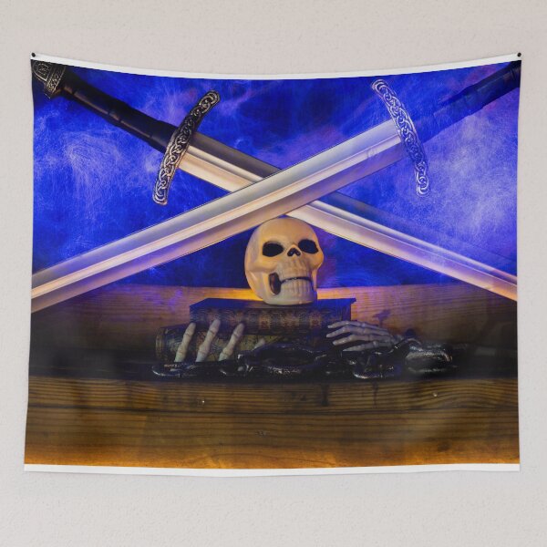 Item preview, Skulls and Swords with Blue Flames designed and sold by Split2ndPhotos.