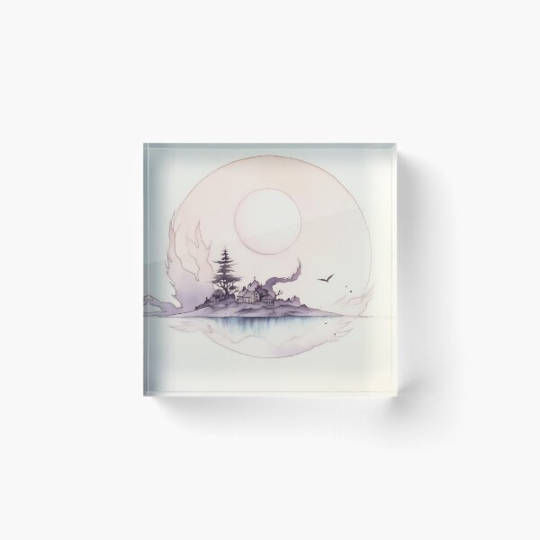 Item preview, Twilight Village Watercolor Scene designed and sold by anytka.