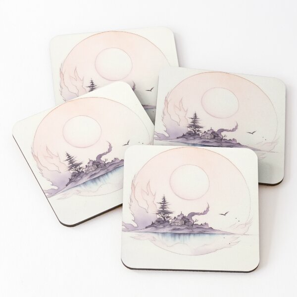 Item preview, Twilight Village Watercolor Scene designed and sold by anytka.