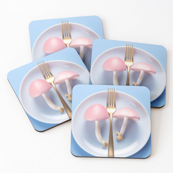Item preview, Pink mushrooms on a white plate designed and sold by anytka.
