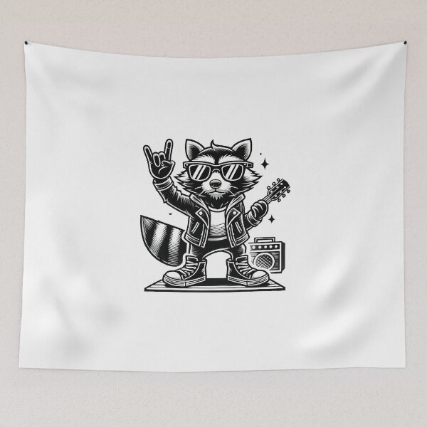 Item preview, Retro Raccoon Rock – Funny Music Gift for Men, Women & Kids designed and sold by BasmaAtef.