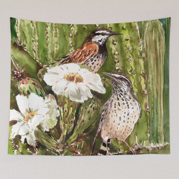 Item preview, Cactus Wren and Saguaro designed and sold by surenart.