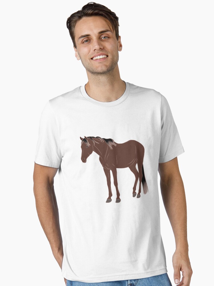 Aperçu 1 sur 7. T-shirt essentiel avec l'œuvre Cheval Aénos, dessin cheval rouanné, cheval de petite taille, races de chevaux de la Grèce créée et vendue par WebEquitation.