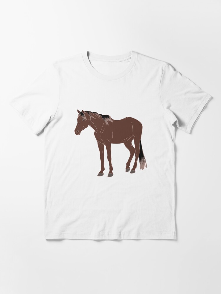 Aperçu 3 sur 7. T-shirt essentiel avec l'œuvre Cheval Aénos, dessin cheval rouanné, cheval de petite taille, races de chevaux de la Grèce créée et vendue par WebEquitation.