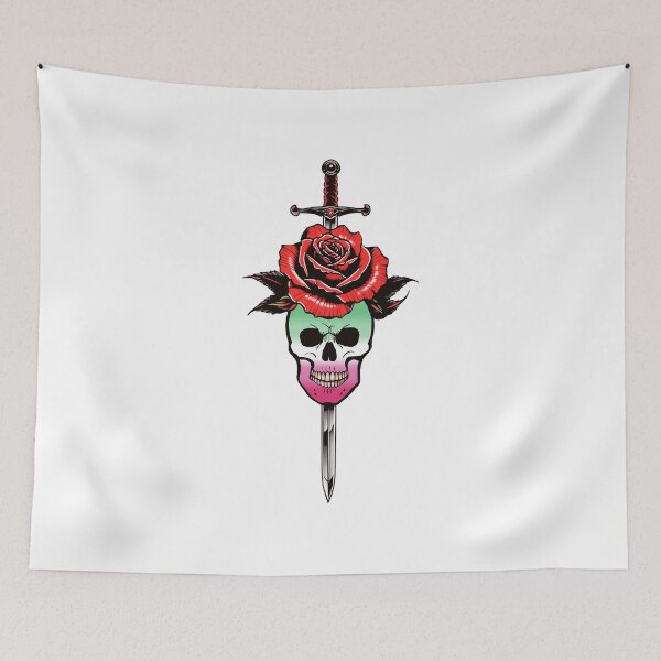 Item preview, Gothic Abrosexual Skull & Rose Dagger – Abrosexual Pride Flag Design designed and sold by Travelslightly.