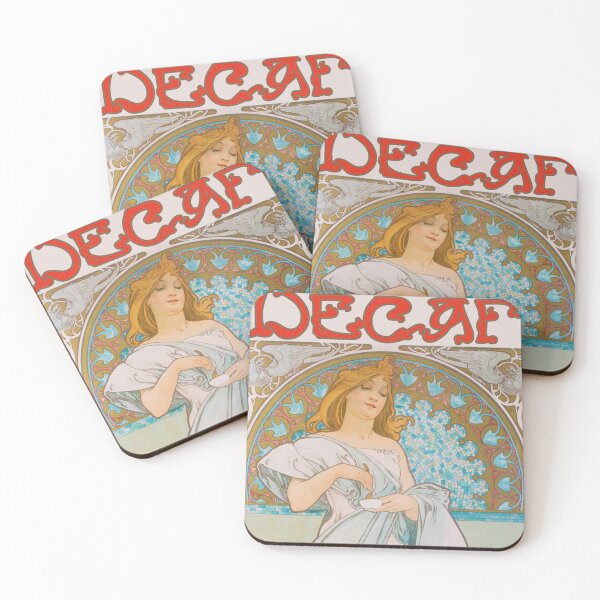 Item preview, Alphonse Mucha inspired decaf coffee ad designed and sold by cirrus42.