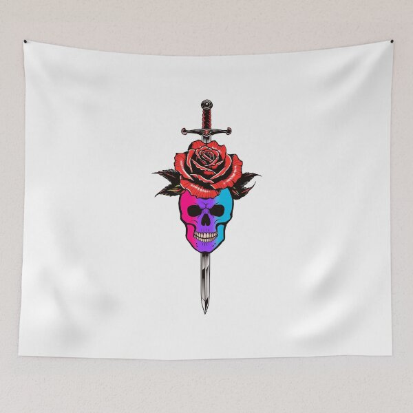 Item preview, Gothic Androgynous Skull & Rose Dagger – Androgynous Pride Flag Design designed and sold by Travelslightly.
