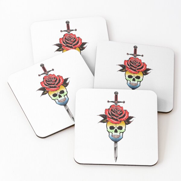 Item preview, Gothic AroAce Agender Skull & Rose Dagger – AroAce Agender Pride Flag Design designed and sold by Travelslightly.