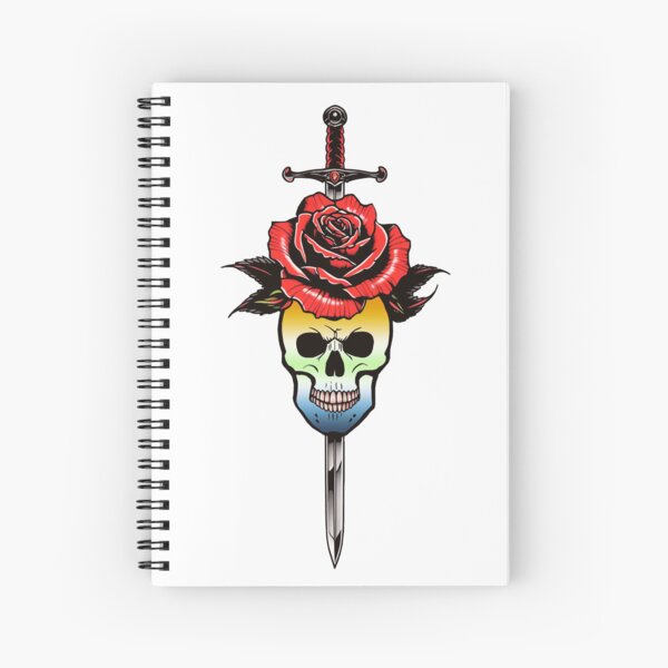 Item preview, Gothic AroAce Agender Skull & Rose Dagger – AroAce Agender Pride Flag Design designed and sold by Travelslightly.