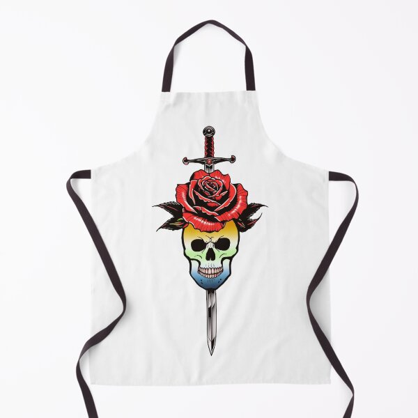 Aperçu de l'œuvre Poignard gothique AroAce Agender Skull & Rose – Conception du drapeau de la fierté AroAce Agender créée et vendue par Travelslightly.