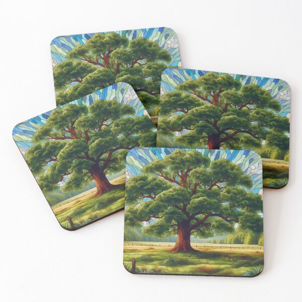 Item preview, Tree in the meadow in stained glass style designed and sold by ArtNames.