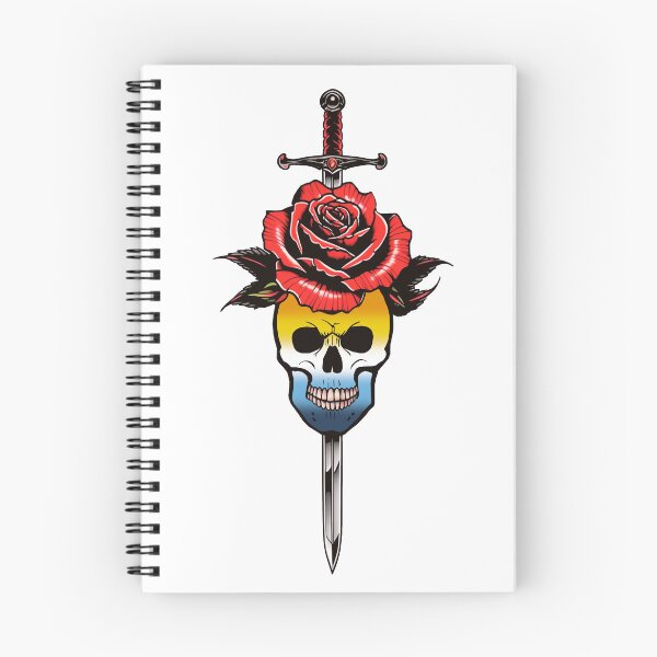 Item preview, Gothic AroAce Skull & Rose Dagger – AroAce Pride Flag Design designed and sold by Travelslightly.