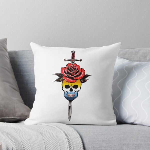 Item preview, Gothic AroAce Skull & Rose Dagger – AroAce Pride Flag Design designed and sold by Travelslightly.