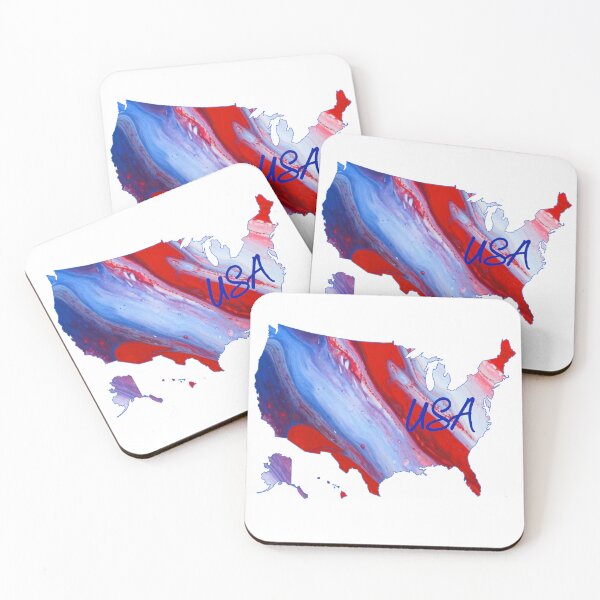 Item preview, USA on Map - Patriotic - Flow Art / Pour Painting - jdp-04-0022 designed and sold by ANomadDesigns.