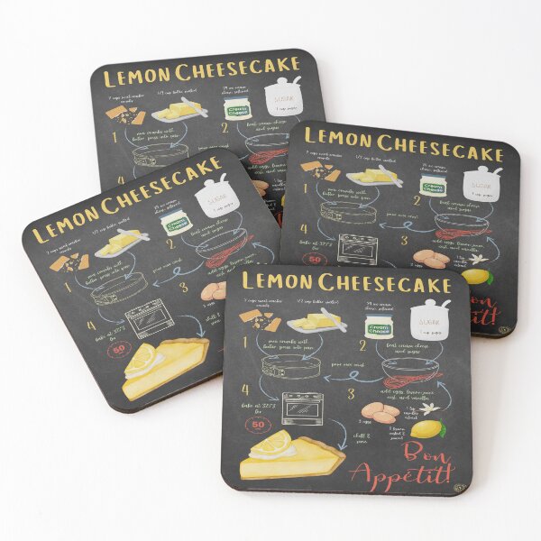 Item preview, Lemon Cheesecake Recipe Wall Art – Elegant Dessert Kitchen Decor designed and sold by TuncGK.