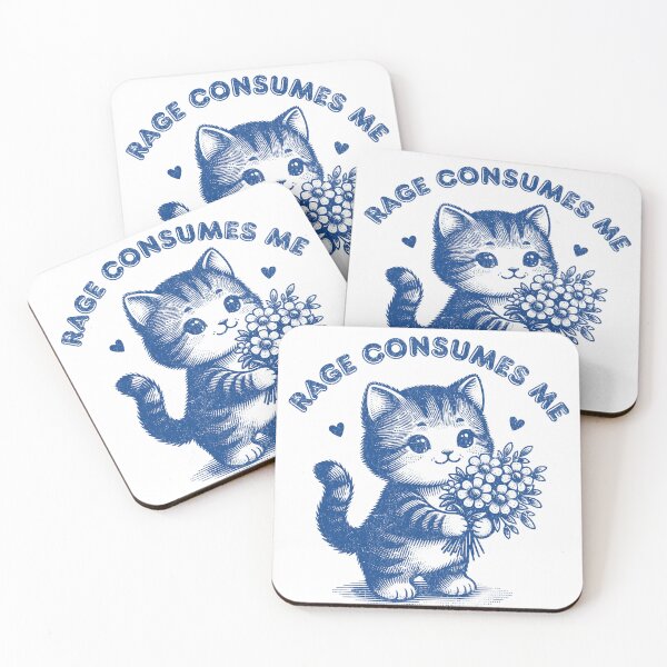 Item preview, Retro Vintage Rage Consumes Me Demotivational Cute Kitty Cat designed and sold by zptees.
