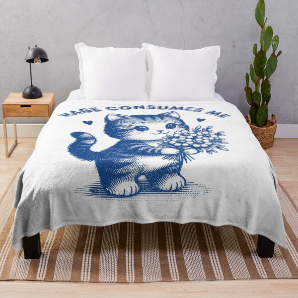 Item preview, Retro Vintage Rage Consumes Me Demotivational Cute Kitty Cat designed and sold by zptees.