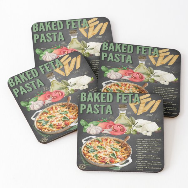 Item preview, Baked Feta Pasta Recipe Art Print designed and sold by TuncGK.