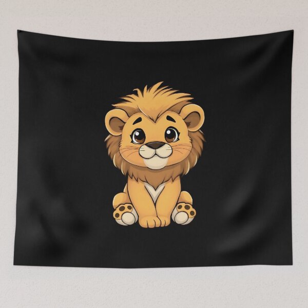Item preview, Adorable Fluffy Baby Lion Illustration designed and sold by BloomCatB.