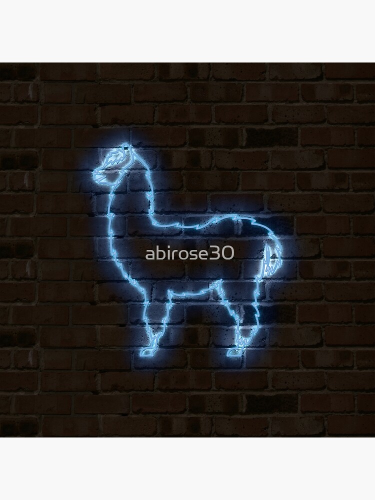 Blue Neon Llama Poster By Abirose30 Redbubble